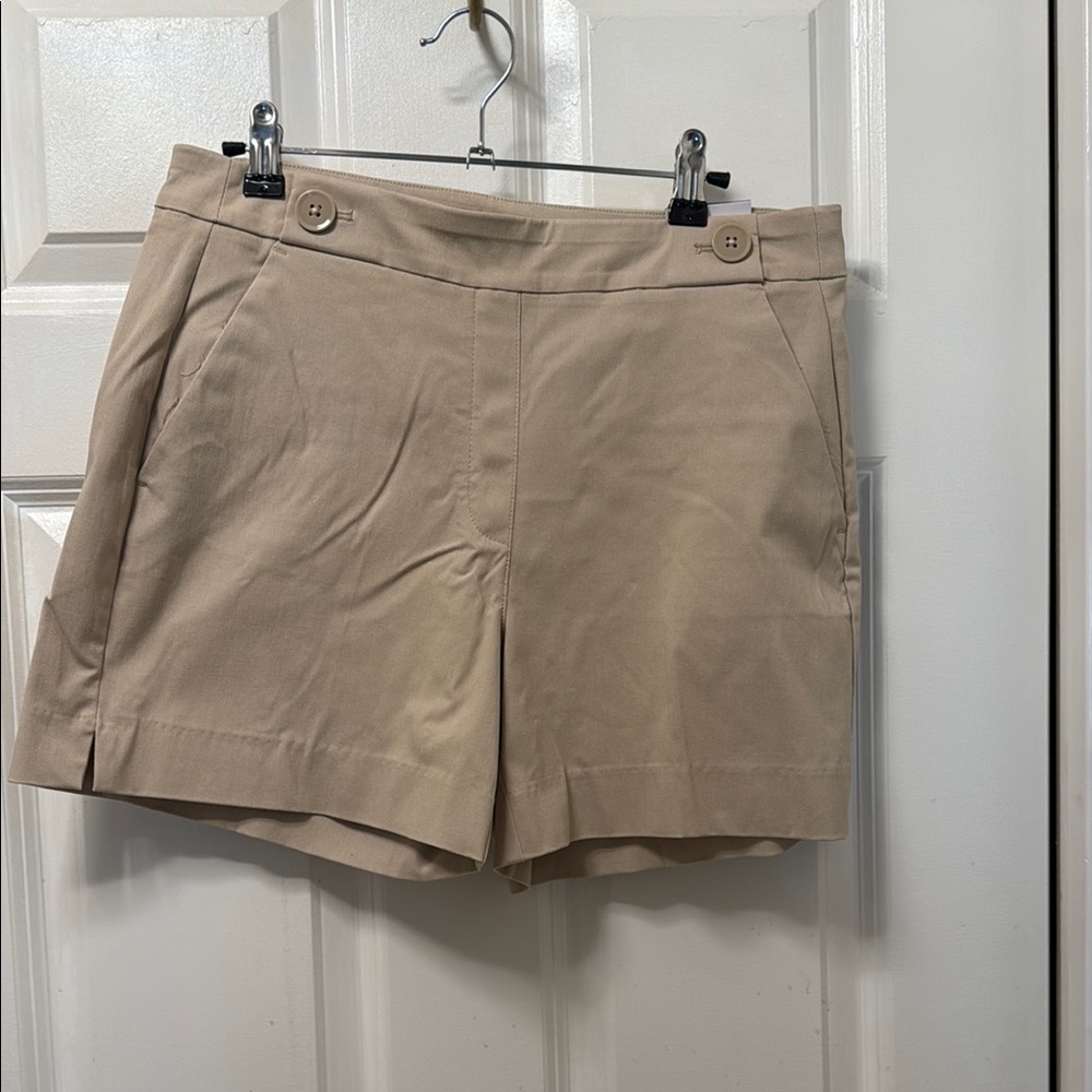 White House Black Market Tan Bermuda Shorts Tailored Cotton Blend